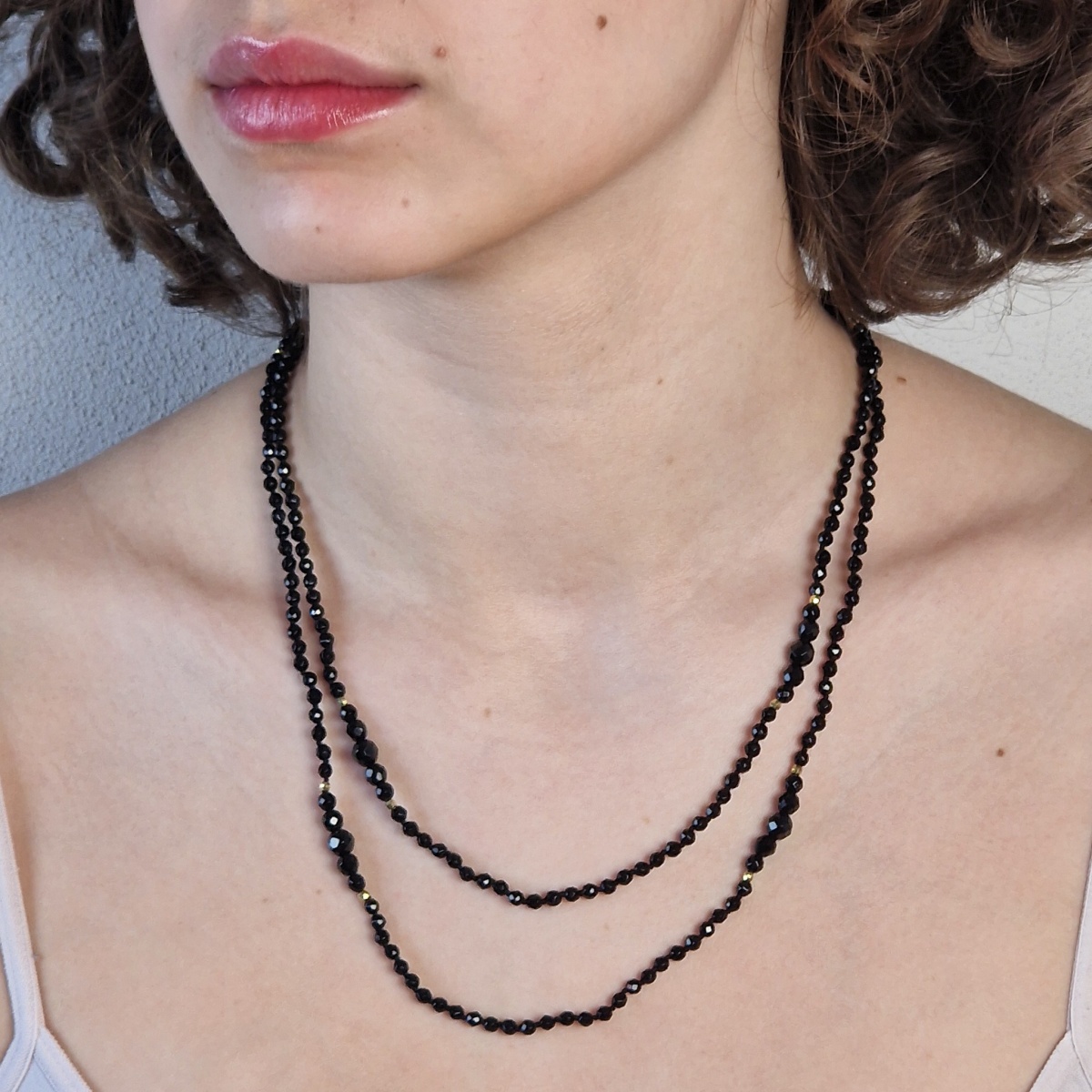 Collier En Onyx Noir Et Argent 925 - Longueur 59 Cm - Création Italienne Samarcanda - Neuf Avec étiquettes