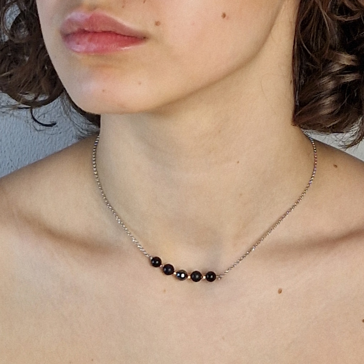 Collana Con Ciondolo In Shungite &ndash; Protezione EMF &ndash; Simbolo Pesci Zodiaco