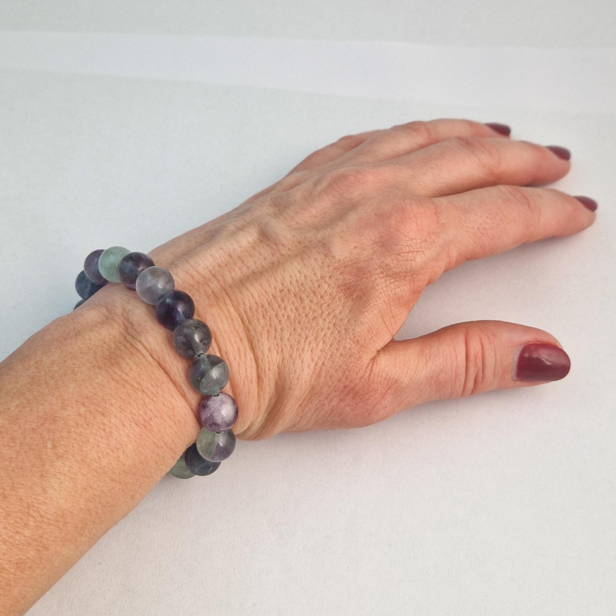Bracciale In Pietra Fluorite Naturale Verde – Perline 8mm, Guarigione E Chakra. Regalo Wise Crystals.