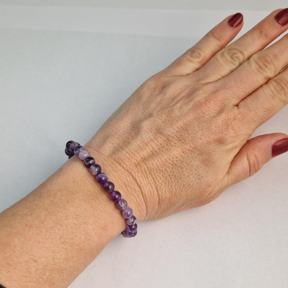 Philip Jones Bracciale Elasticizzato Con Mini Perline Di Ametista Vera, Viola, Lunghezza 17,8 Cm, Regalo In Sacchetto - 2