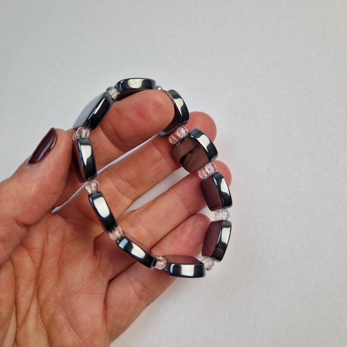 LES POULETTES BIJOUX Bracciale Elastico | Argento 925 Con Perline Sfaccettate | Gioiello Artigianale In Cofanetto