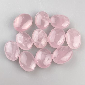Burattato Quarzo rosa, Forma Lens, Amuleto | 3 x 2,5 x 1 cm