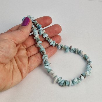 ARANDE Collana In Pietra Naturale Larimar – Argento 925, 45 Cm, Fatto A Mano, Repubblica Dominicana