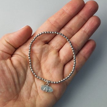 Bracciale elastico in argento con Kunzite | S
