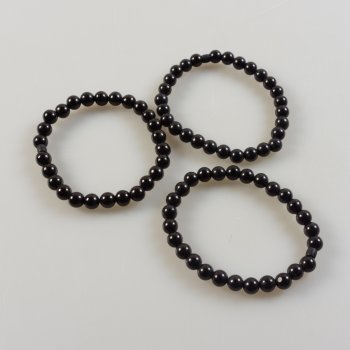 Bracciale elastico con Giada nera | 20-21 cm (M-L)