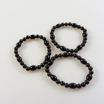 Bracciale elastico con Onice e Giada nera | 18-19 cm (S-M)