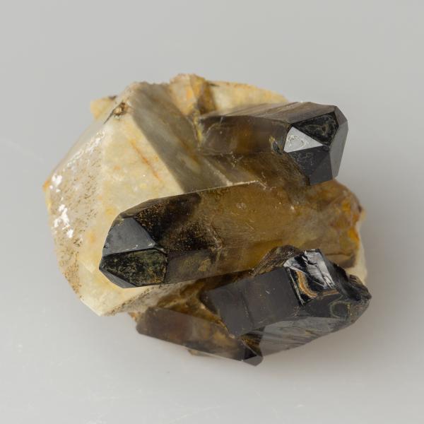 Cristalli di Quarzo fumé su Ortoclasio | 6X5X5,5 cm 0,110 kg
