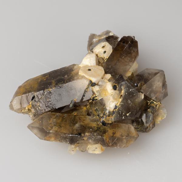 Cristalli di Quarzo fumé, Ortoclasio e Aegirina | 8,5X7X4,5 cm 0,190 kg