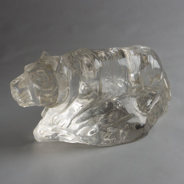Statuetta di Tigre in Cristallo di rocca / Quarzo ialino | 14,5X6,3X7,5 cm 0,935 kg