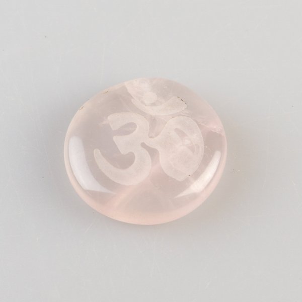 Ohm inciso Burattato Quarzo rosa | 2,3 x 0,5/0,7 cm, 4 - 10 g