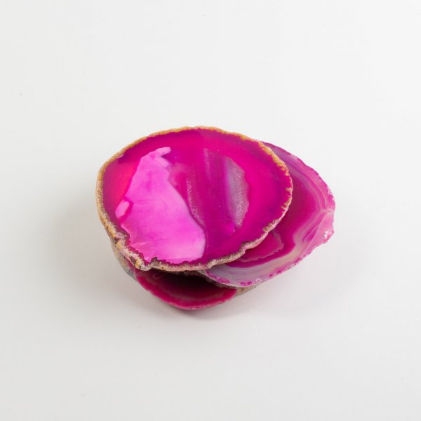 Set 6 sottobicchieri in Agata rosa | pietre 8-9 cm
