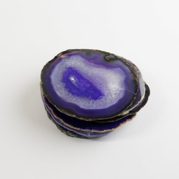 Set 6 sottobicchieri in Agata viola | pietre 8-9 cm