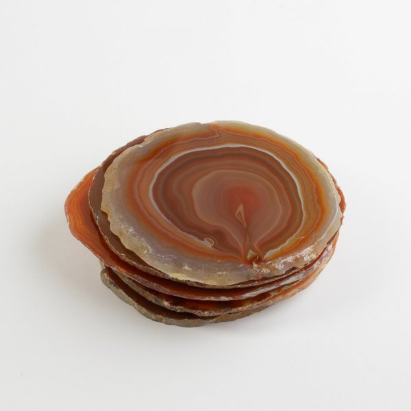 Set 6 sottobicchieri in Agata rossa-marrone | pietre 8-9 cm