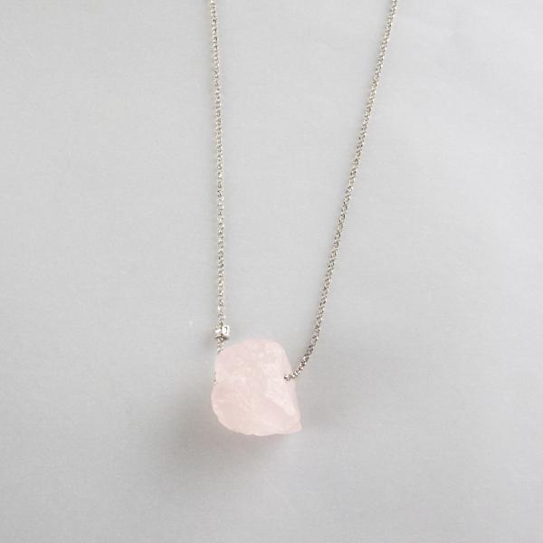 Collana Lolly Quarzo rosa | Lunghezza collana 68 cm, pietra 2X2 cm 0,015 kg