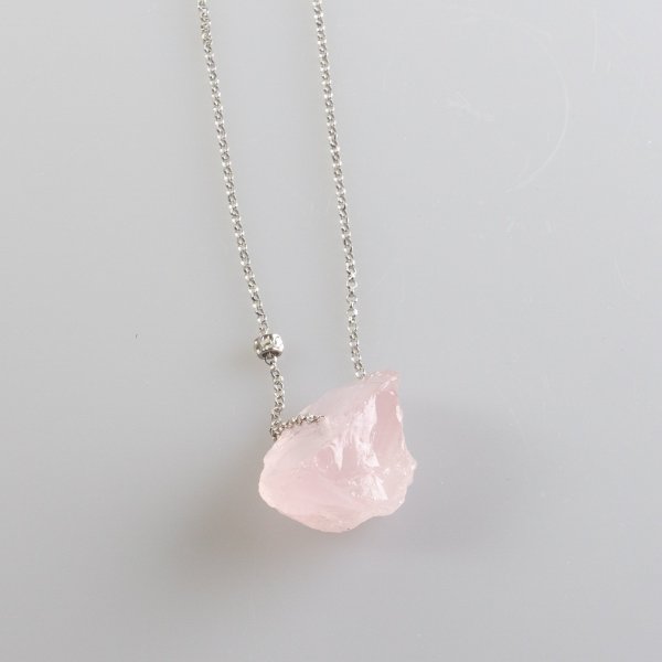 Collana Lolly Quarzo rosa | Catenina 69 cm, pietra 2,5X1,7 cm