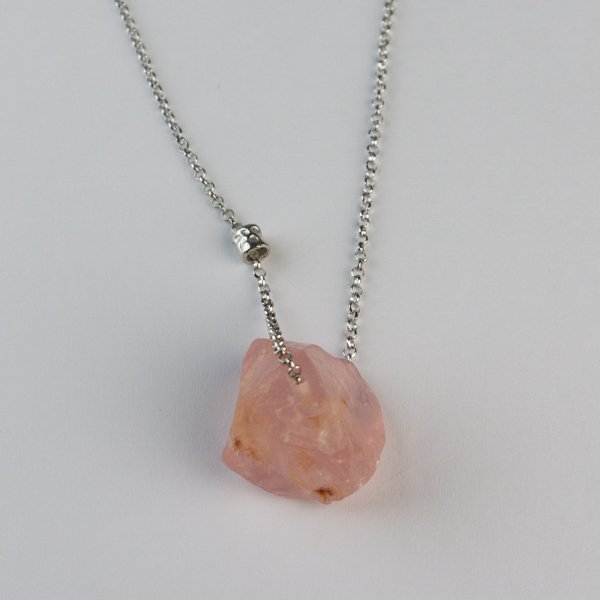 Collana Lolly Quarzo rosa | catenina 66 cm, pietra 2 cm