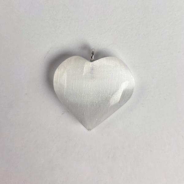 Ciondolo con Selenite cuore | pietra 2,5 cm