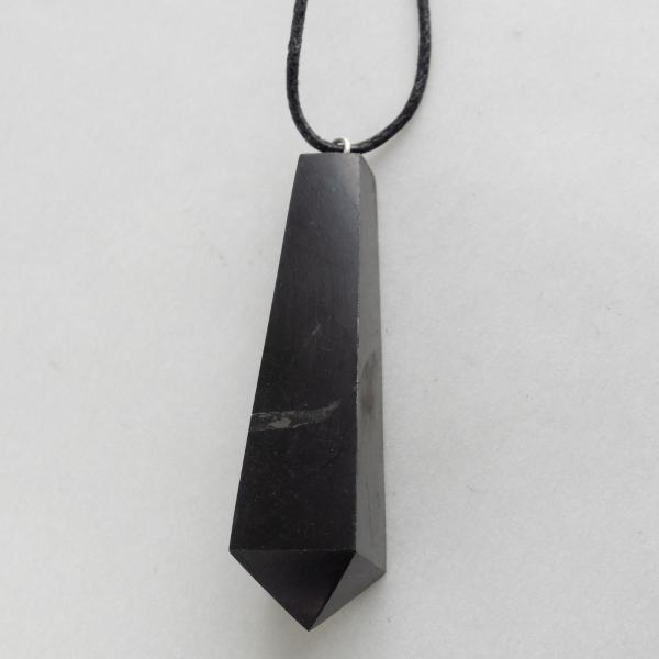 Ciondolo di Shungite Pendolo Faccettato | pietra 4,5X1,5 cm