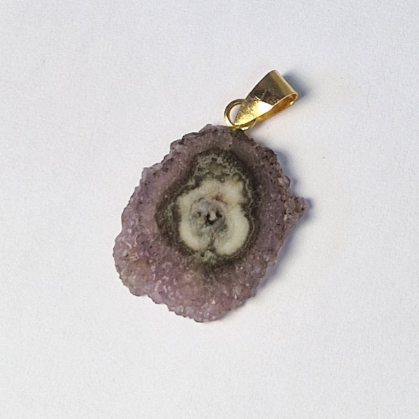 Ciondolo con Ametista fiore, fetta stalattite | 3,8 x 3 x 0,3 cm
