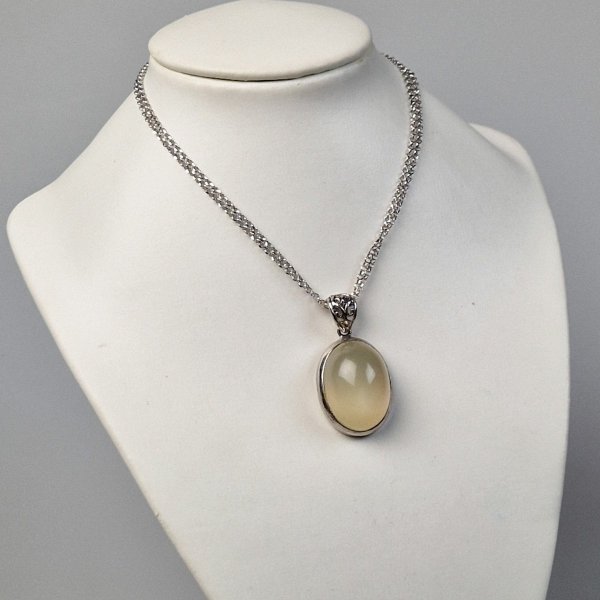 Punta Di Pietra Di Luna – Ciondolo Grezzo In Ottone Con Bagno Argento, Accessorio Moda Brasiliano