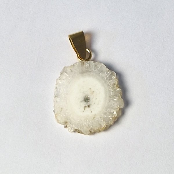 Ciondolo con Quarzo fiore, fetta stalattite | 3,1 x 2,9 x 0,3 cm