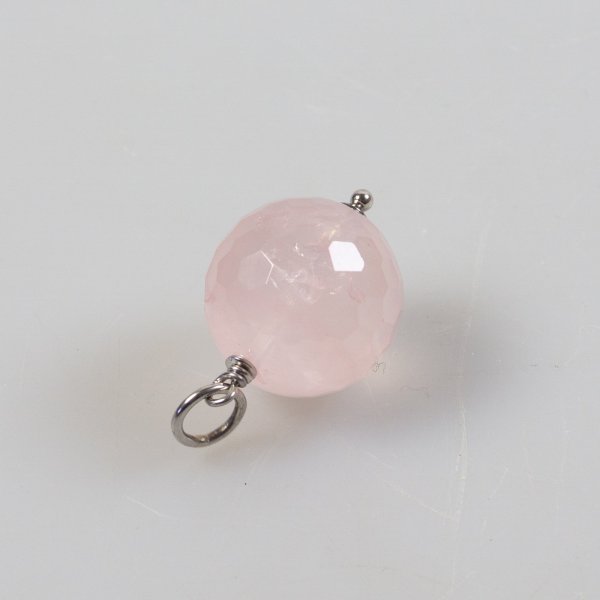 Ciondolo sfera con Quarzo rosa | pietra 1,7 cm