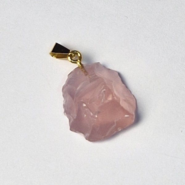 Ciondolo con Quarzo rosa grezzo, biliere in Argento dorato | 3 - 3,5 cm