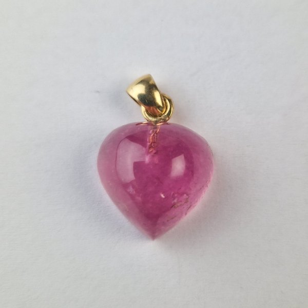 Ciondolo con Tormalina rosa cuore | pietra 1,6 cm