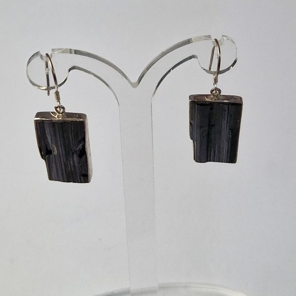 Orecchini pendenti con Tormalina nera | 4 cm