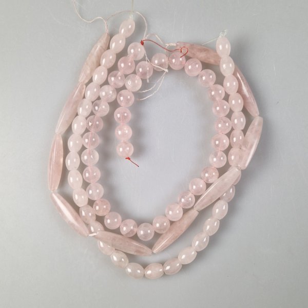 Tris di fili di Quarzo rosa | Lunghezza fili 40 cm