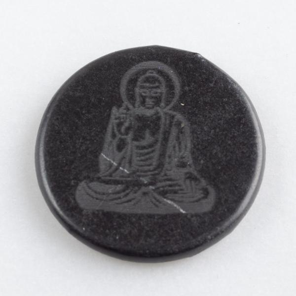 Piastrina adesiva di Shungite con incisione Buddha | 3X0,2 cm 0,005 kg
